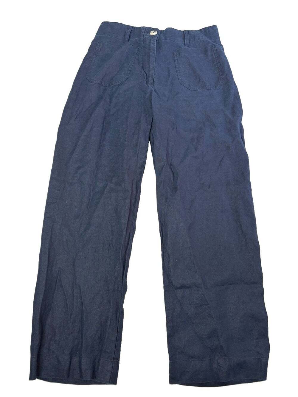 Quince 100% European Linen Patch Pocket Wide Leg Pants Navy Size 8